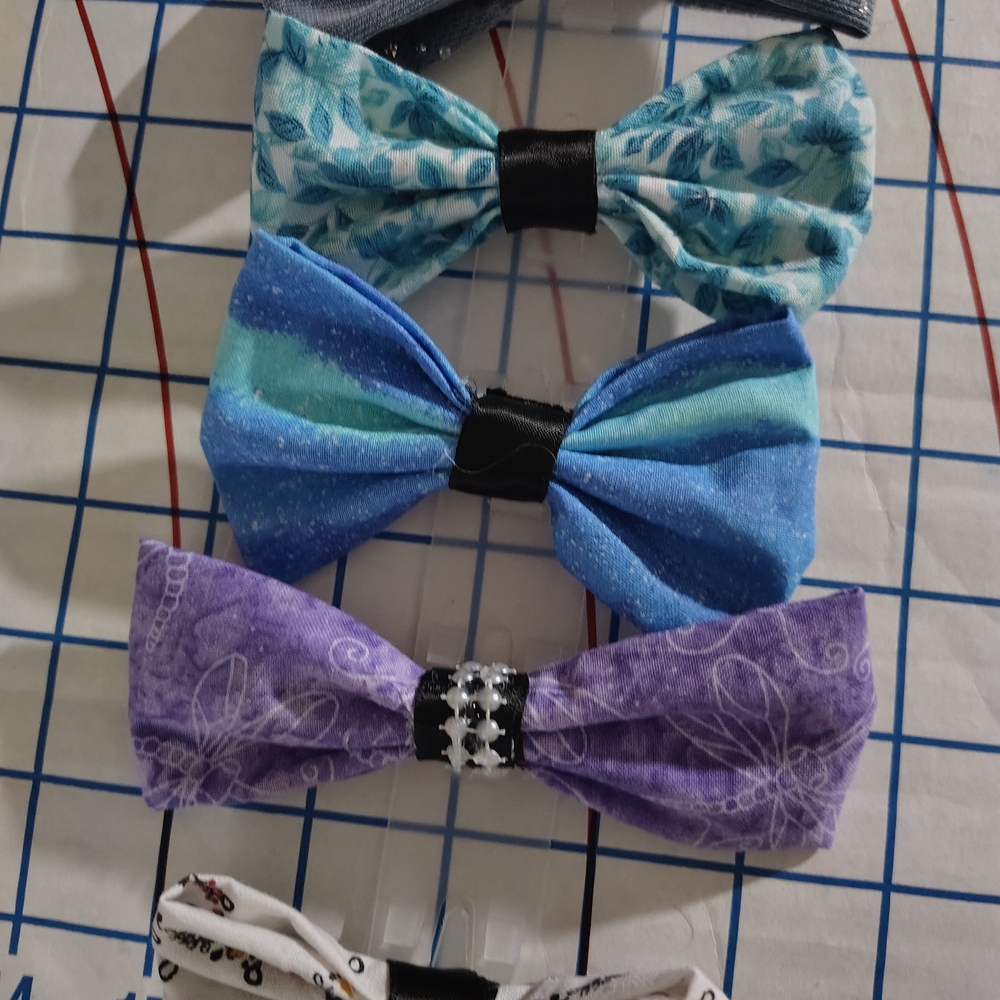 Blue and Purple Hair Bow Set with Rhinestone Detail